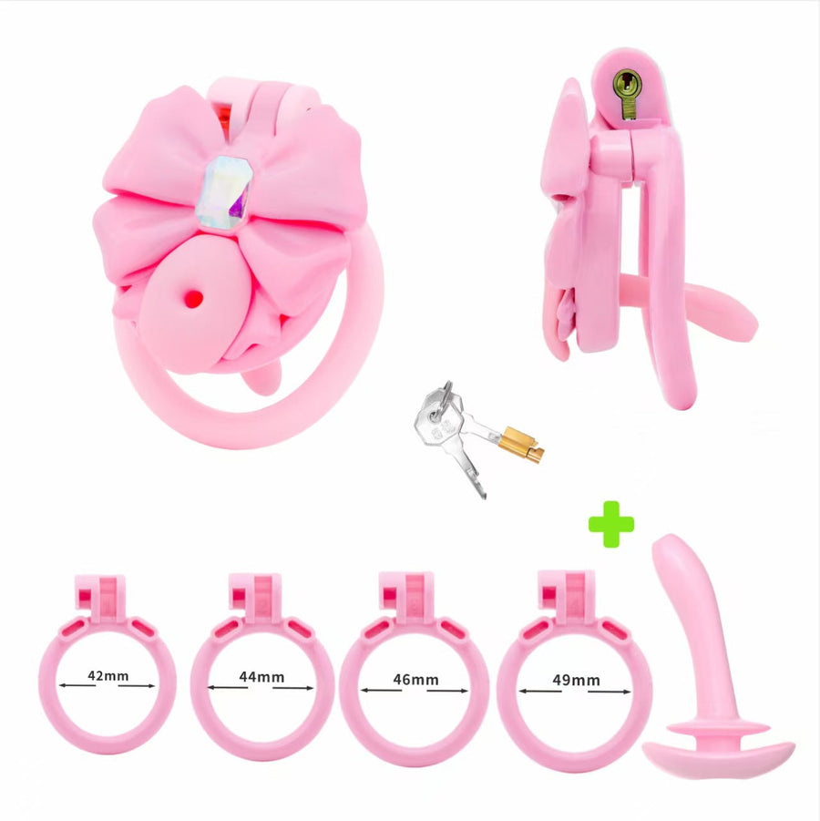 Gem Bowknot Chastity Cage 6