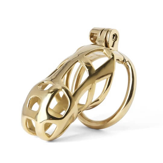 Gold Stainless Steel Cobra Chastity Cage product view