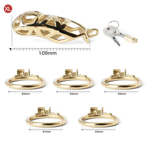 Gold Stainless Steel Cobra Chastity Cage