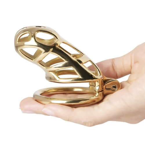 Gold Stainless Steel Cobra Chastity Cage, gallery view 3