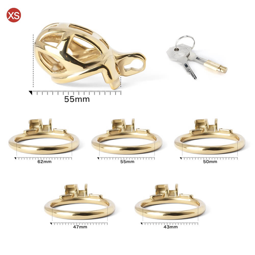 Gold Stainless Steel Cobra Chastity Cage