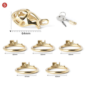 Gold Stainless Steel Cobra Chastity Cage