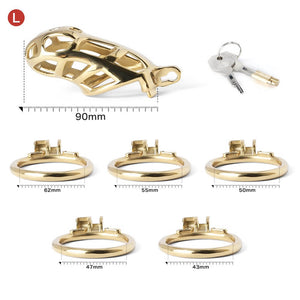 Gold Stainless Steel Cobra Chastity Cage