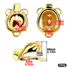 Lade das Bild in den Galerie-Viewer, Golden Short Smooth Stainless Steel Mamba Cage with Belt dimensions showing 44mm, 1.73in, 26mm
