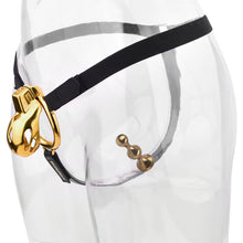 Lade das Bild in den Galerie-Viewer, Golden Short Smooth Stainless Steel Mamba Cage with Belt in alternate gallery view 2
