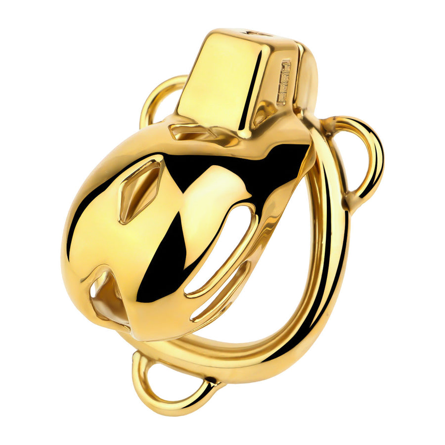 Golden Short Smooth Stainless Steel Mamba Cage with Belt in alternate gallery view 10