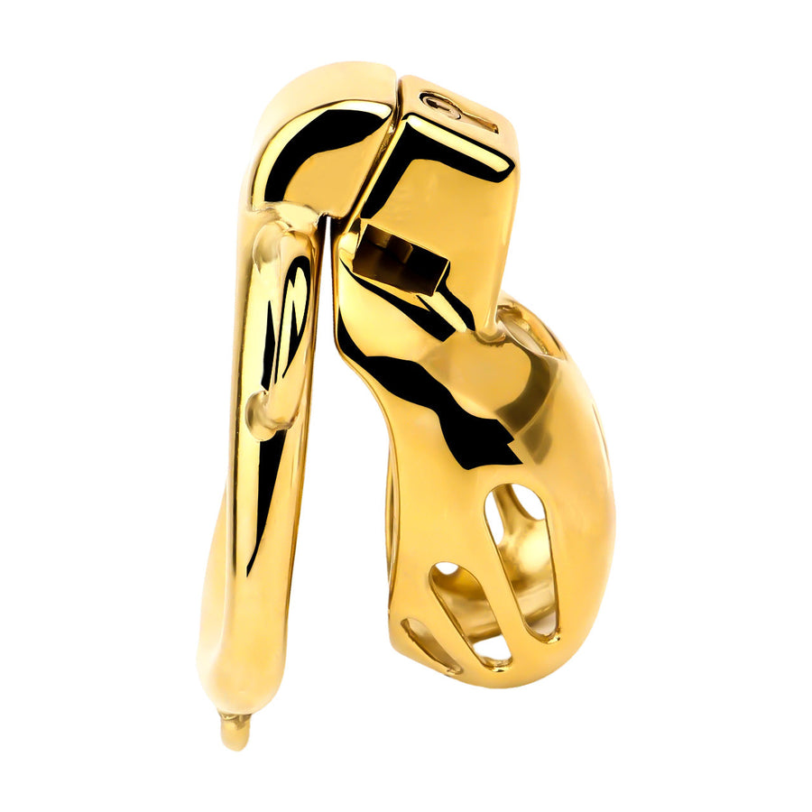 Golden Short Smooth Stainless Steel Mamba Cage with Belt in alternate gallery view 8