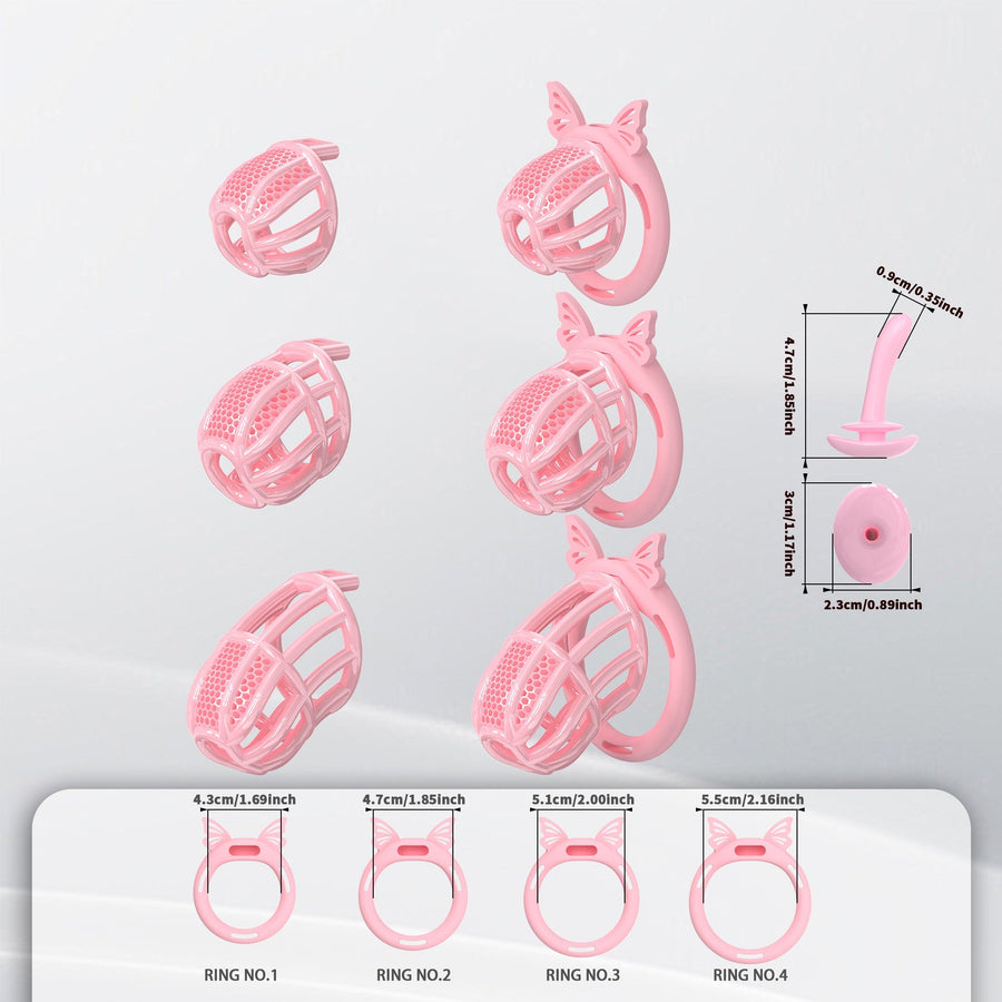 Honeycomb Invisible Chastity Cage With 4 Silicone Rings 4