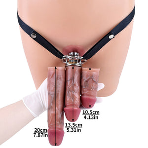 Inverted Chastity Cage with Large Dildo