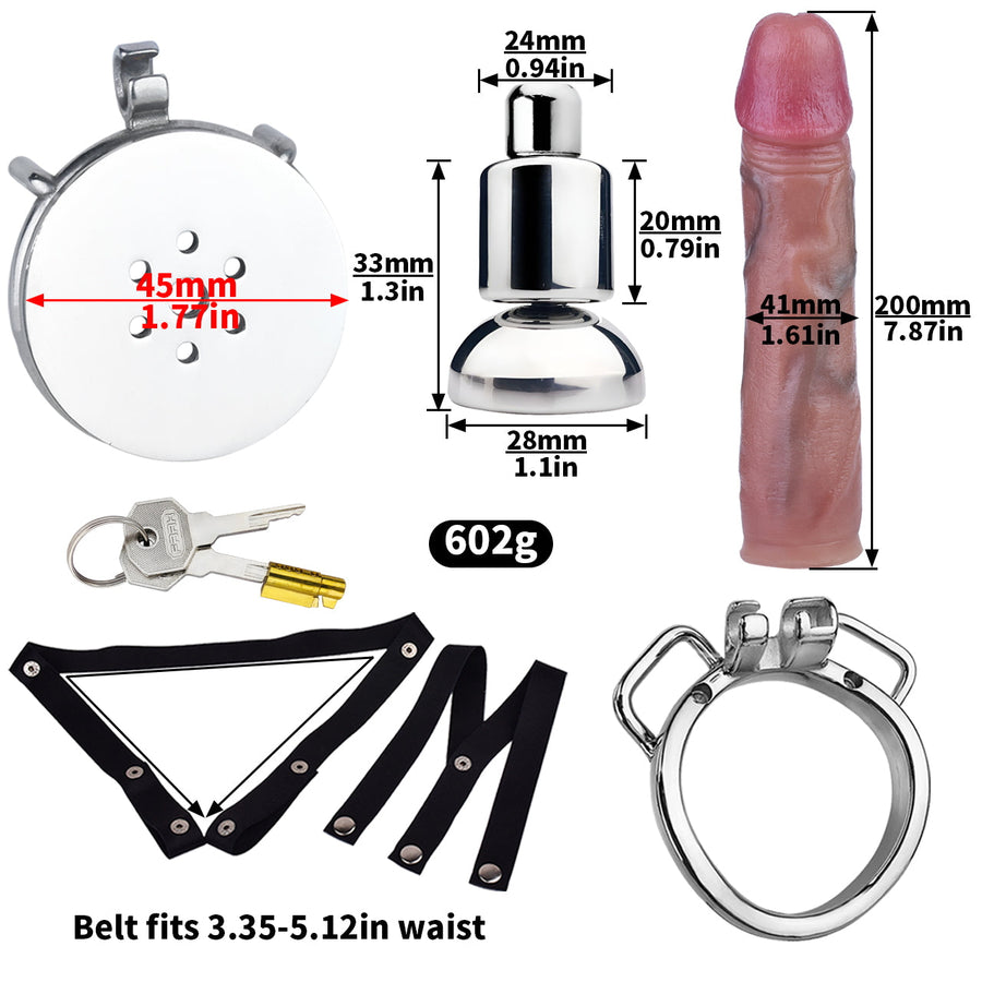 Inverted Chastity Cage with Large Dildo with Arc Ring, gallery view 16