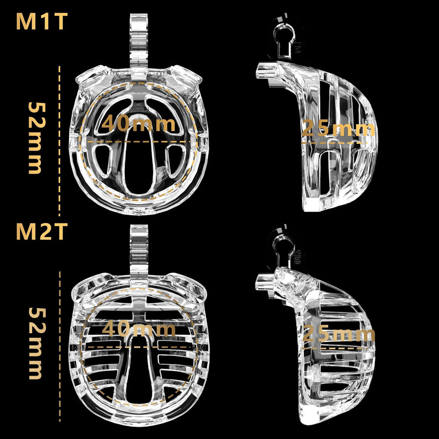 Male Micro Chastity Cage with Urethral Catheter size guide, gallery view 4