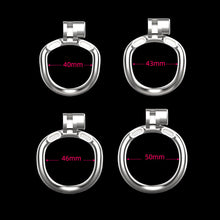 Lade das Bild in den Galerie-Viewer, Micro and Tight Mamba Chastity Cage dimensions showing 40mm, 43mm, 50mm
