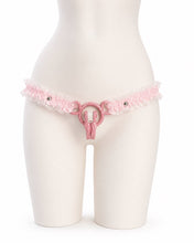Charger l'image dans la galerie, Pink Lace elastic support strap shown from the front on a display mannequin; cage not included

