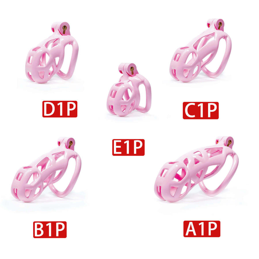 Pink Mamba Chastity Cage Kit 1.77 to 4.13 inches Long feature details graphic 2