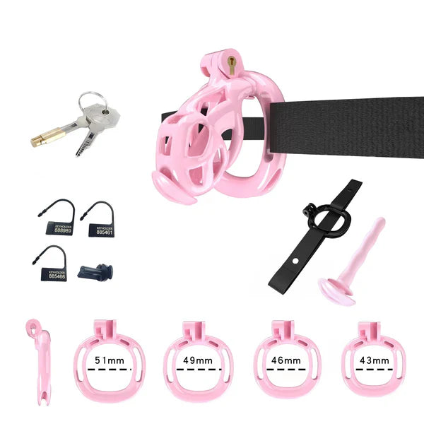 Cobra Chastity Set With Belt - nano cage pink