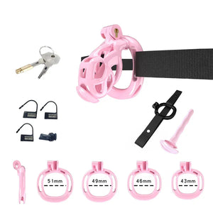 Cobra Chastity Set With Belt - nano cage pink
