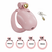 Charger l'image dans la galerie, Solid pink heart chastity cage with 44, 48, 52 and 58 mm rings
