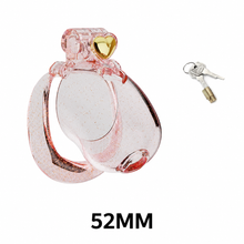 Charger l'image dans la galerie, Transparent pink heart chastity cage with 52 mm ring
