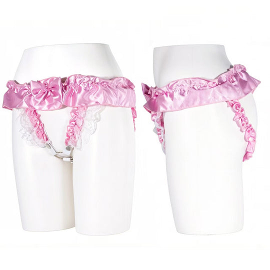 Pink Lace Bow Chastity Belt product view