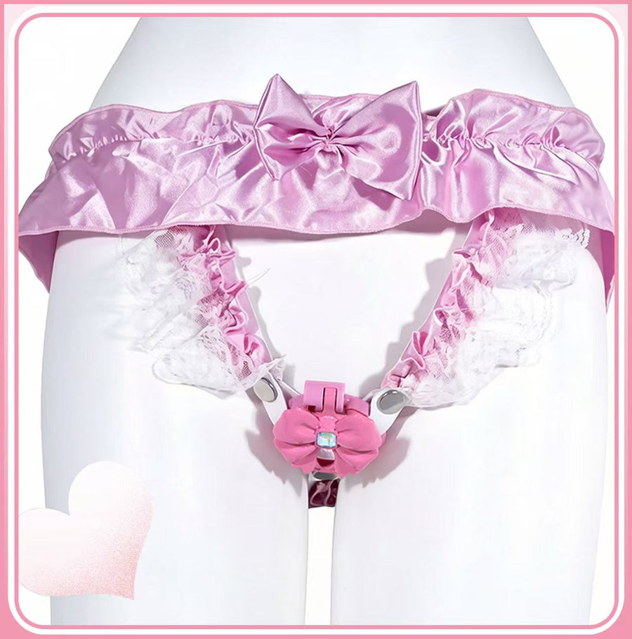 Pink Lace Bow Chastity Belt, gallery view 8
