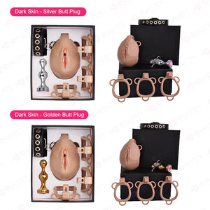 Pussy Chastity Cage With Wearable Butt Plug