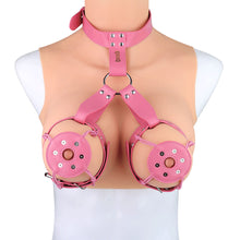 Charger l'image dans la galerie, Pink riveted breast harness collar shown on a display mannequin
