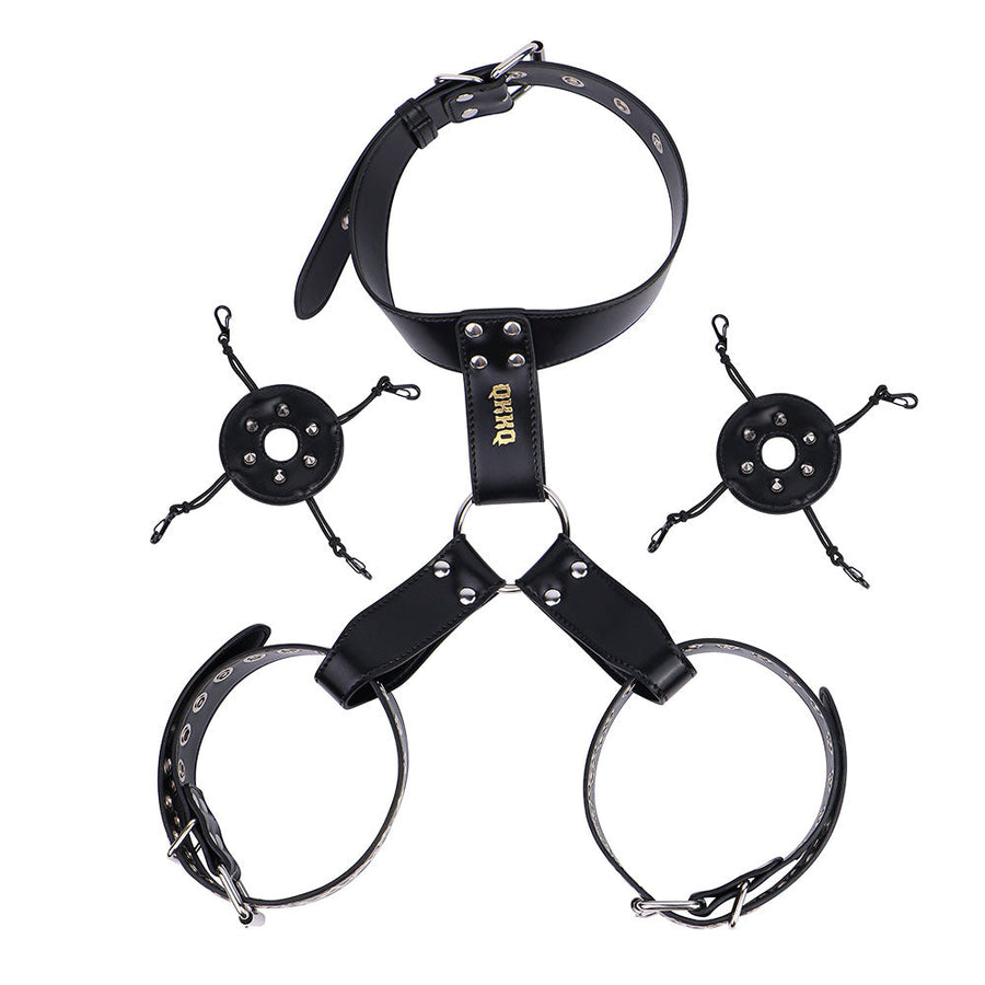 Black collar and open breast bands with covers removed