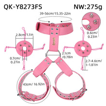 Charger l'image dans la galerie, Pink harness size chart: collar 39 to 56 cm, breast band 43 cm and removable cover measurements
