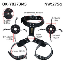 Charger l'image dans la galerie, Black harness size chart: collar 39 to 56 cm, breast band 43 cm and removable cover measurements
