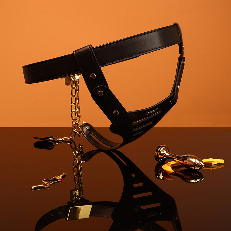 Female Chatity Leather Belt, gallery view 5