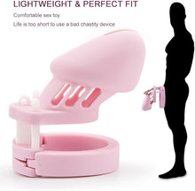 Load image into Gallery viewer, Silicone Chastity Cage Pink &amp; Short
