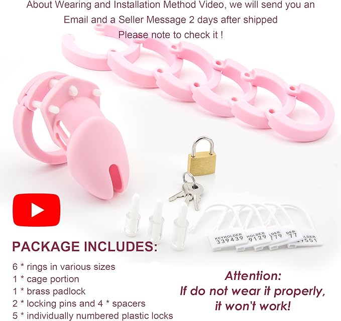 Silicone Chastity Cage Pink & Short, gallery view 4