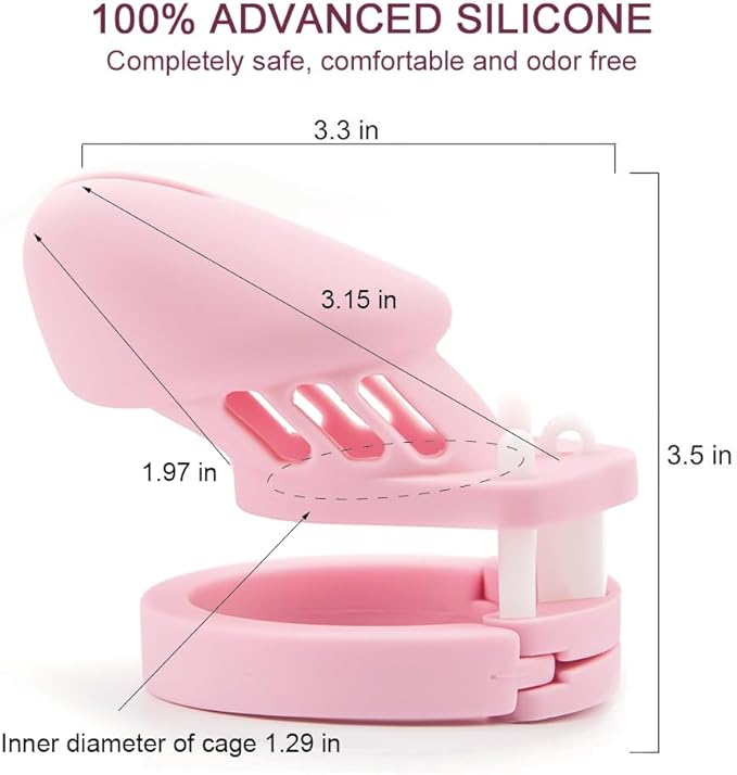 Silicone Chastity Cage Pink & Short, gallery view 2