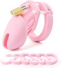 Charger l&#39;image dans la galerie, Cage de chasteté en silicone rose et courte
