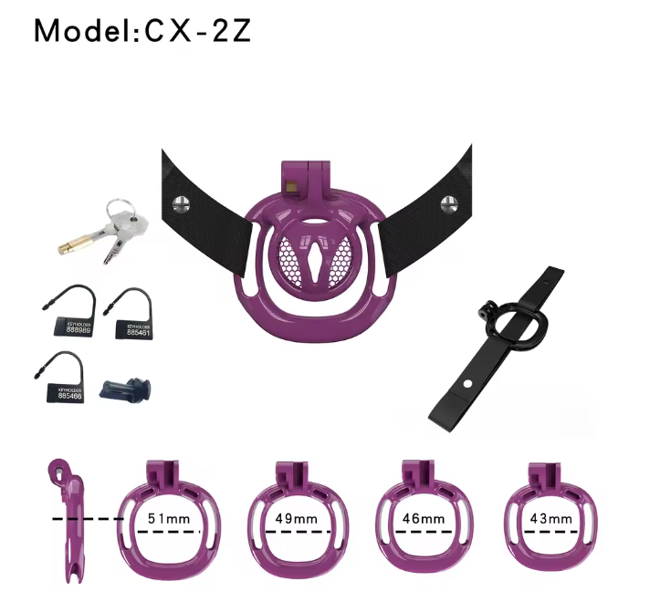 Sissy BDSM With Wearable Chastity Cage - purple