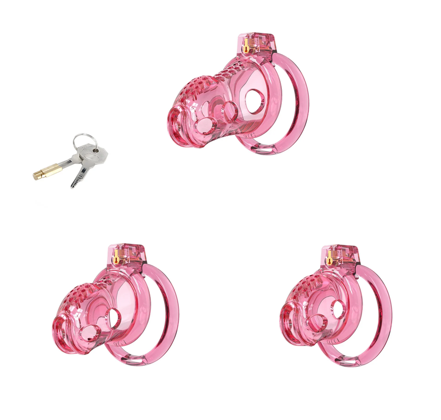 Soft Cage For Permanent Chastity  - pink three sizes