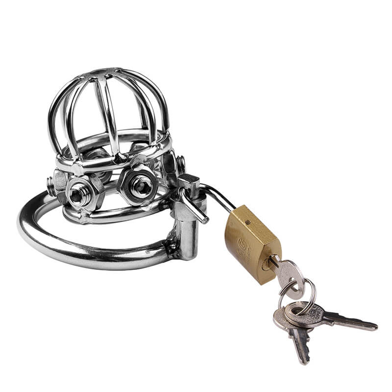 Stainless Steel Rivet Bondage Chastity Cage, gallery view 2