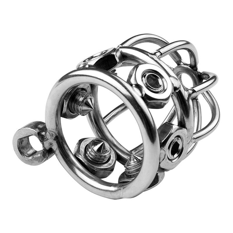 Stainless Steel Rivet Bondage Chastity Cage, gallery view 3