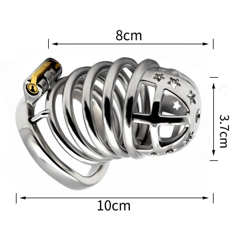Star Stainless Steel Chastity Cage, gallery view 3