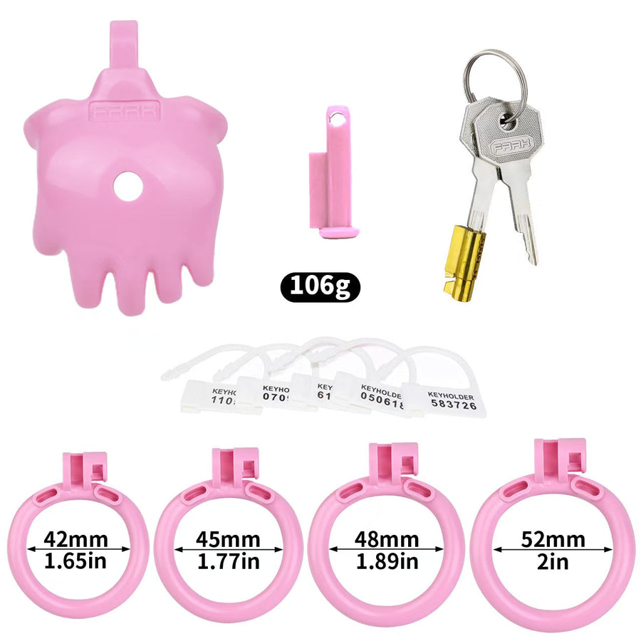 The Hand of Desire Holding Chastity Cage - pink cage