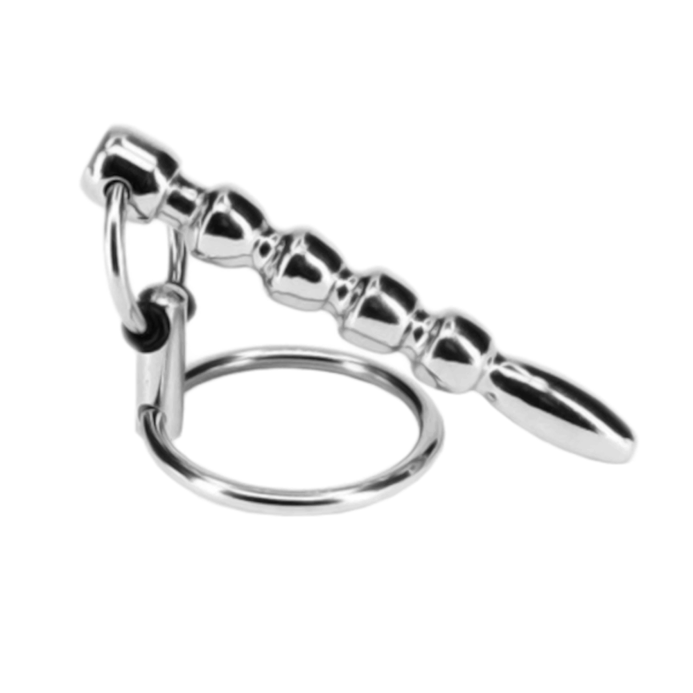 Beaded Urethral Sound With Cock Ring BDSM