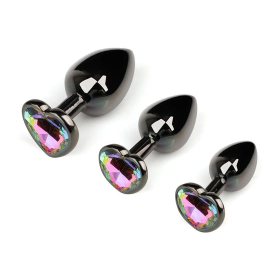 Rainbow Jeweled Black Metal Plug BDSM product view