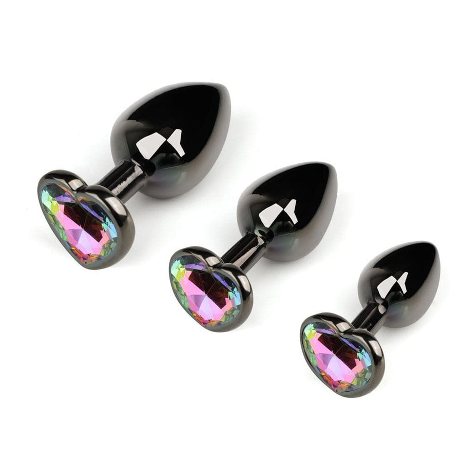 Rainbow Jeweled Black Metal Plug BDSM product view