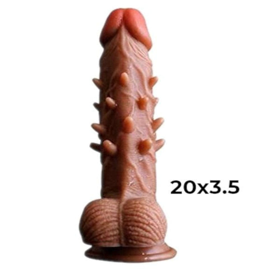 Brown Spiky Realistic Dildo With Suction Cup, gallery view 5