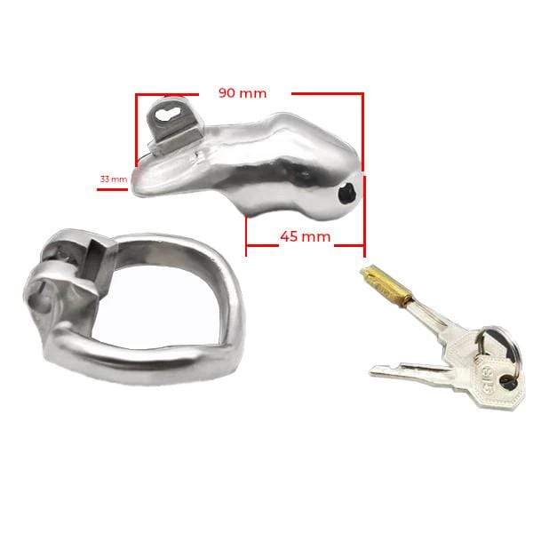 Valerie Metal Chastity Device 3.35 inches and 3.54 inches long, gallery view 5