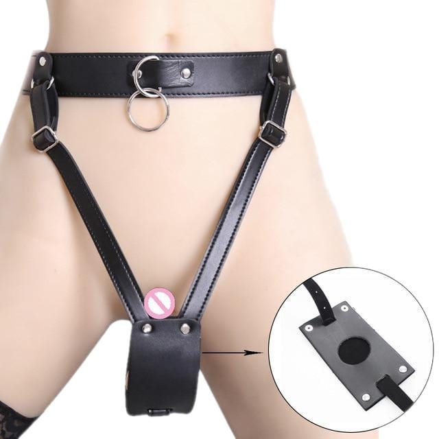 Black Leather Adjustable Strap On HarnessV, gallery view 2