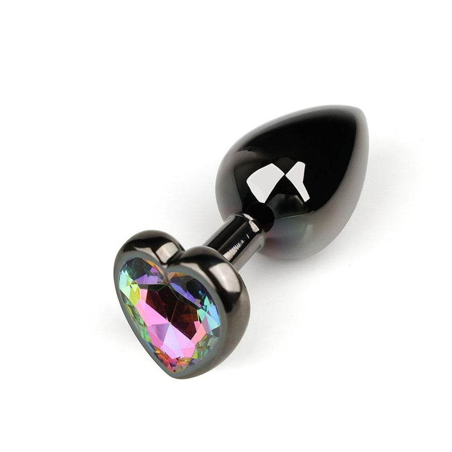 Rainbow Jeweled Black Metal Plug BDSM, gallery view 3
