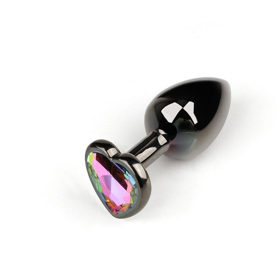 Rainbow Jeweled Black Metal Plug BDSM, gallery view 2