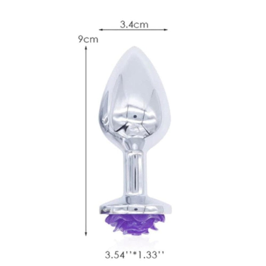 Purple Rose Metal Butt Plug and Vibrator BDSM, gallery view 9