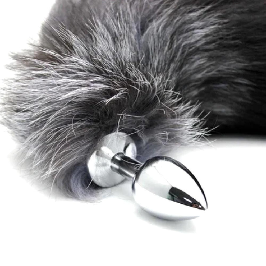 Foxy Gray Ash Tail Plug 17 Inches Long BDSM, gallery view 10